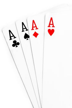 winning poker hand on white background