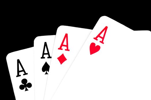 winning poker hand on black background