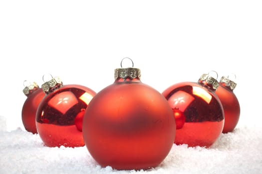 close up of a christmas decoration balls on white background - empty space for text