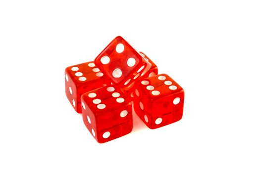 Close Up of  red dice on white background