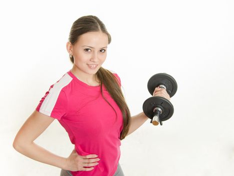 Young beautiful girl athlete Europeans conducting physical training