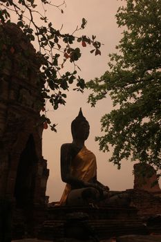  the Wat Phra Mahathat in the city of Ayutthaya north of bangkok in Thailand in southeastasia.