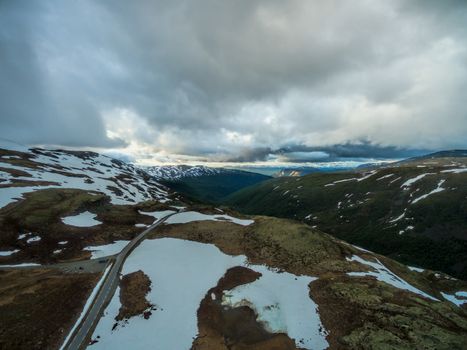 Aerial view of scenic mountain pass Ryfylke in Norway