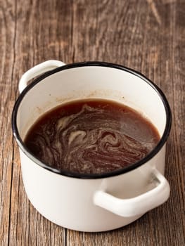 close up of rustic brown gravy sauce