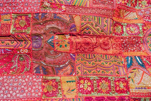 Indian patchwork carpet, Rajasthan, India, Asia