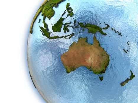 Planet Earth with embossed continents and country borders. Australia. Elements of this image furnished by NASA.