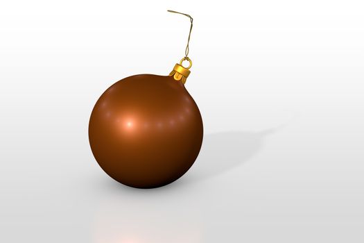 one orange christmas ball over white background