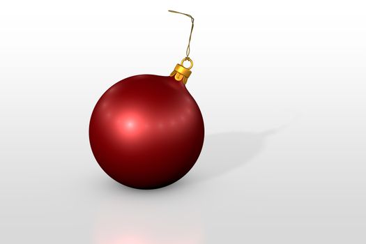 one red christmas ball over white background