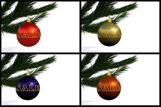 a set of Christmas balls sale on white background 
