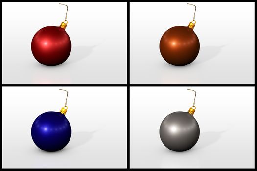 a set of Christmas balls on white background 