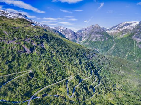 National tourist road in Gaularfjellet mountain pass in Norway