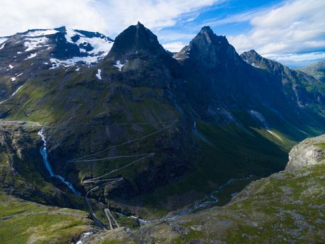 Trollstigen road, famous serpentine mountain road in Norway