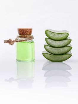 Aloe Vera slice natural spas ingredients for skin care isolated on a white background.