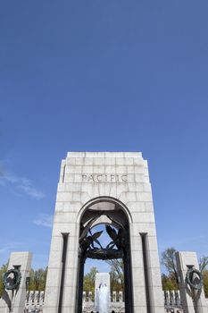 The Pacific pillar or entrance at the The National World War II Memorial in Washington D.C., USA