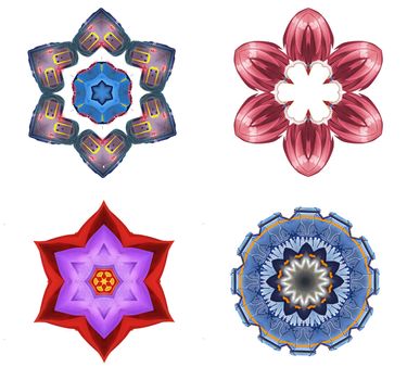 Illustration: Digital Art: Fractal Graphics: The X Flowers Series 9. Element / Game Asset Design. Fantastic Style.