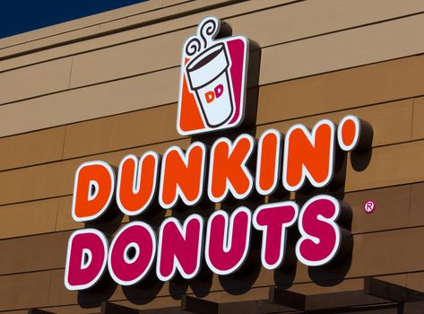 SANTA CLARITA CA/USA - OCTOBER 11, 2015: Dunkin' Donuts restauraunt exterior. Dunkin' Donuts is a doughnut company and coffeehouse chain.