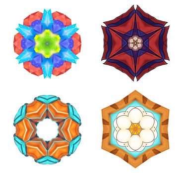 Illustration: Digital Art: Fractal Graphics: The Lord of Flowers Series 1. And One Diamond Flower to rule them all! Element / Game Asset Design. Fantastic Style.