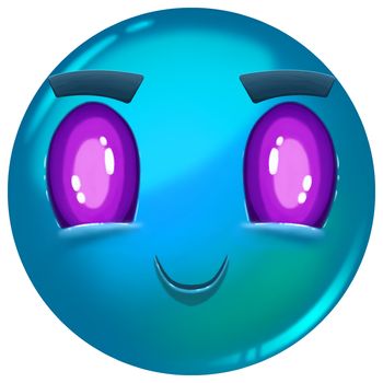 Illustration: Funny Emoji Face Ball E.  Element / Character Design - Fantastic / Cartoon Style