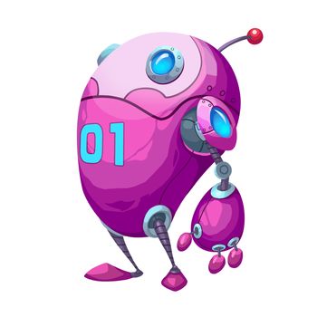 Illustration: The Sport Robot of Jumping Named "Pink Capsule". Element / Character Design. Crazy and Fantasy Future World Topic. Realistic / Cartoon / Fantastic / Sci-fi Style