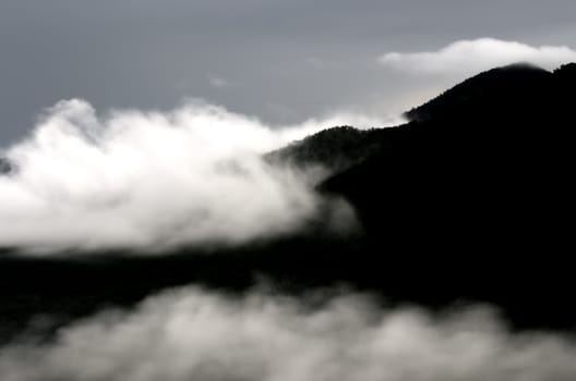 Fog and clouds with morning sky.