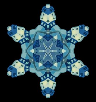 Digital Art: Fractal Graphics: In the Robot Empire, even the snowflakes are made of Steel. Fantastic Element / Wallpaper / Background / Scene Design. Sci-Fi Style.