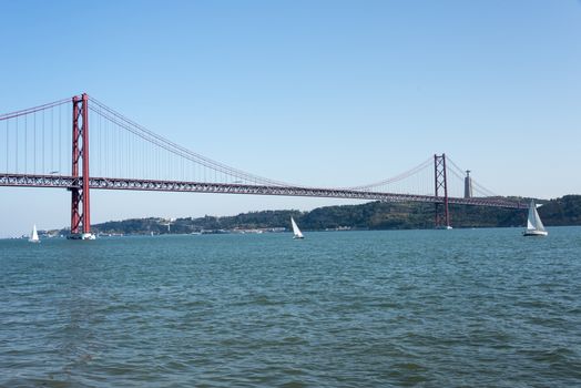 Ponte 25 de Abril bridge lisbon over the river Taag in Portugal