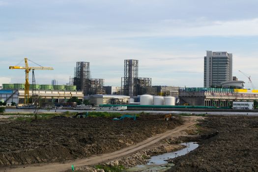 Construction Site with tower crane.