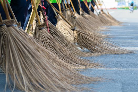 Street Sweeper Sweeping Pavement in Bangkok