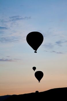 Hot air balloon in silhouette