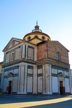 Prato,Italy,11 october 2015.Santa Maria delle Carceri is a basilica  in Prato, Tuscany. It is considered one of the earliest, most notable examples of use of Greek cross plan in Renaissance architecture,masterpiece of symmetry and proportions.Lorenzo de Medici had to design from his favorite architect, Giuliano da Sangallo,It was built between 1486 and 1495.