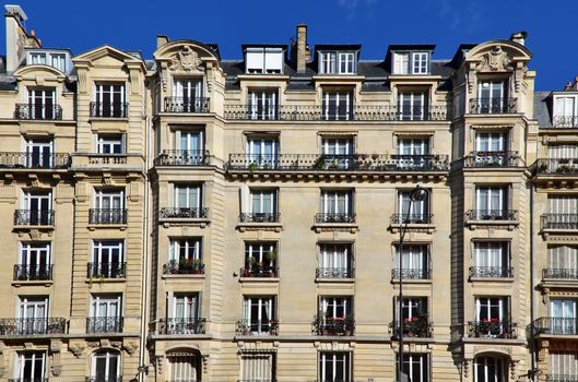 Exterior facade of apartment building in Paris

