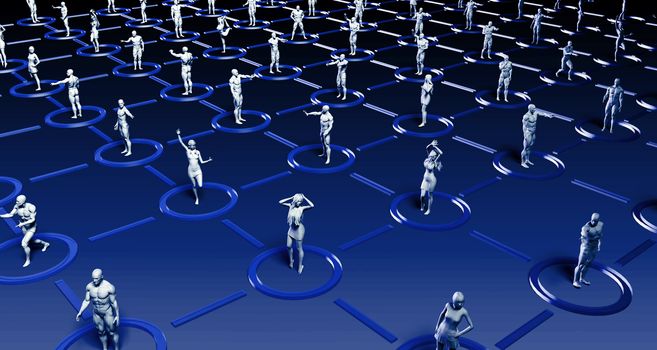 Social Media Network and Interaction Between People Art
