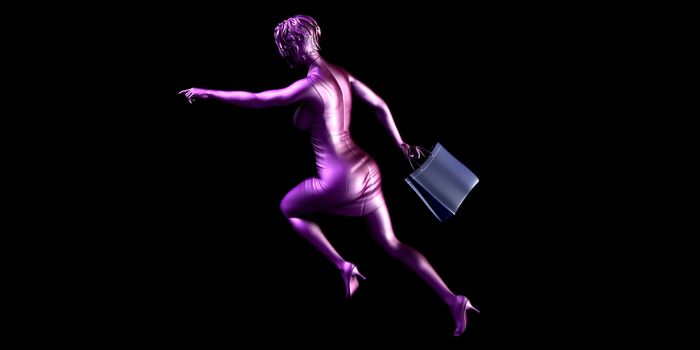 Female Shopper Rushing for a Sales Promotion