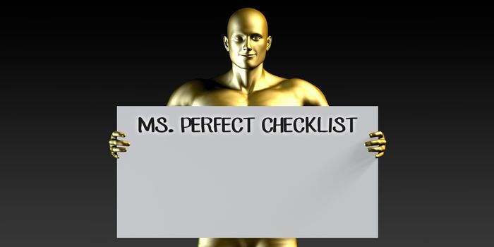 Miss Perfect Checklist with a Man Holding Placard Poster Template
