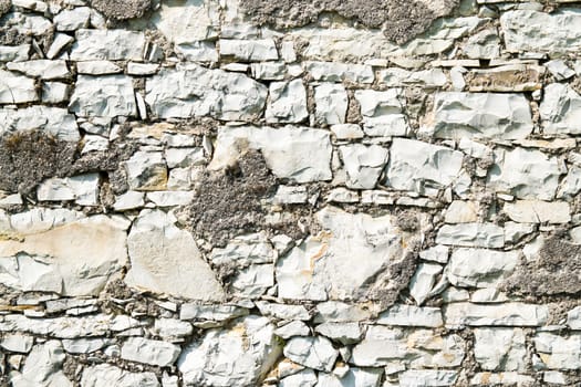 ancient wall of white stones