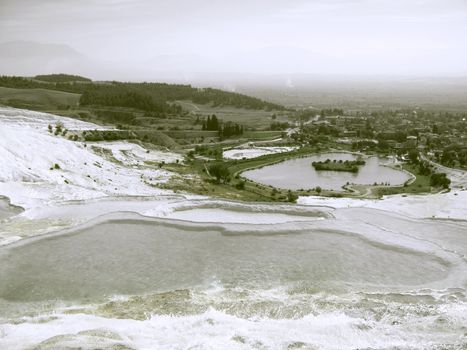 The Pamukkale natural lakes in Hierapolis Turkey