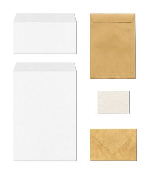 various envelopes mockup template isolated on white background