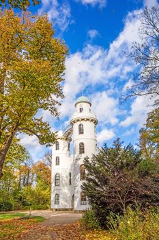 Berlin, Germany - October 27, 2013: Castle at the island "Schloss auf der Pfaueninsel" in lake Wannsee. A nearby recreational area of Berlin.