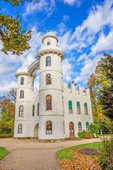 Berlin, Germany - October 27, 2013: Castle at Peacock Island "Schloss auf der Pfaueninsel" in lake Wannsee. A nearby recreational area of Berlin.