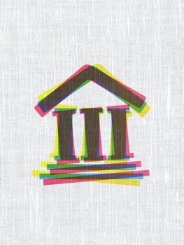 Law concept: CMYK Courthouse on linen fabric texture background