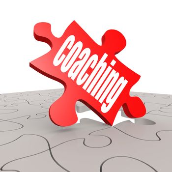 Coaching word with puzzle background image with hi-res rendered artwork that could be used for any graphic design.