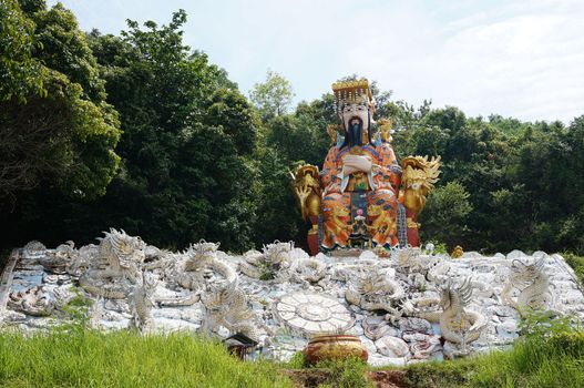 Hat Yai, Thailand -  13 Sept, 15 : Jade Emperor was the King of the Buddha, he was control all the buddha of the god. Goddess of  Compassion & Mercy is located on top of a hill at Hat Yai Municipal Park. It is about 1000 steps to the hilltop where there is 360 degree panoramic view of Hat Yai City and Songkhla.
