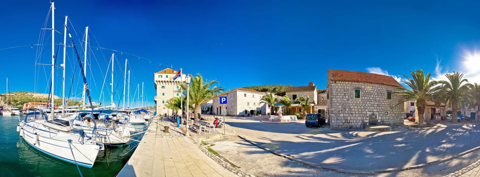 Dalmatian village of Marina waterfront panorama, Dalmatia, Croatia