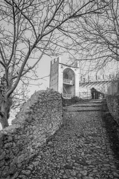 ancient medieval road that leads from the village of Soave (Italy) to the castle on the hill