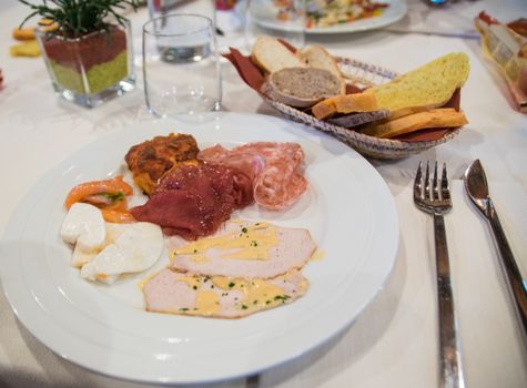 Italian appetizer of fish and meat