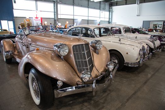 VERONA, ITALY - MAY 9: The municipality of Verona organizes a free gathering of sports and antique cars in Verona on Saturday, May 9, 2015.
Are exposed the most beautiful cars in the world.