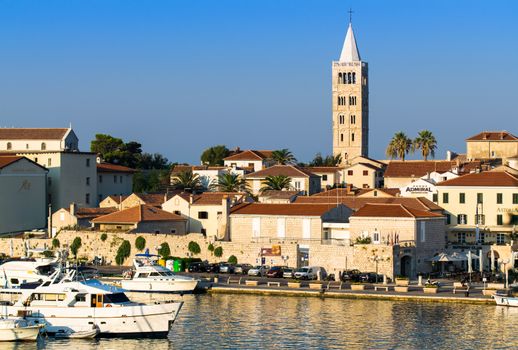 RAB, CROATIA - CIRCA AUGUST 2015: View of the town of Rab, Croatian tourist resort on the homonymous island.