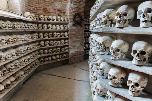 CUSTOZA, ITALY - CIRCA APRIL 2015: Ossuary of Custoza was erected in 1879 to keep the remains of the fallen of the First and Third Italian War of Independence (in 1848 and 1866 respectively).