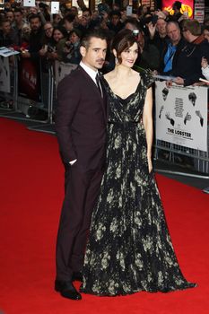 UNITED KINGDOM, London: Colin Farrell and Rachel Weisz attend a screening of The Lobster during the BFI London Film Festival at Vue West in London on October 13, 2015. 