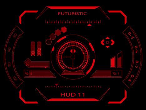 Abstract future, concept vector futuristic red virtual graphic touch user interface HUD, raster version